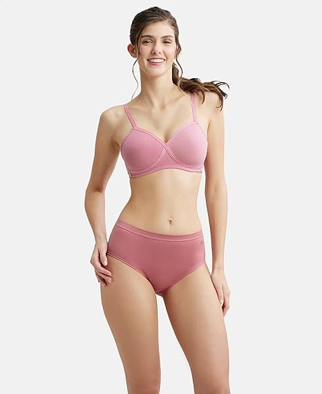 Jockey FE40 Women’s Wirefree Padded Cotton T-Shirt Bra – Full Coverage with Cross-Over Fit & Adjustable Straps
